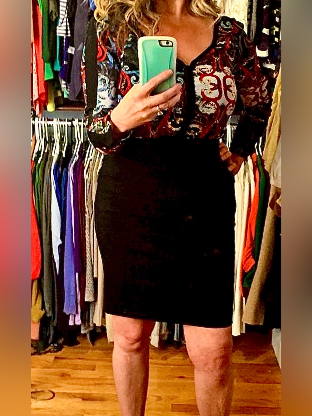 Nicole by Nicole Miller Black Multicolor Paisley Long Sleeve Sheath Dress sz 8